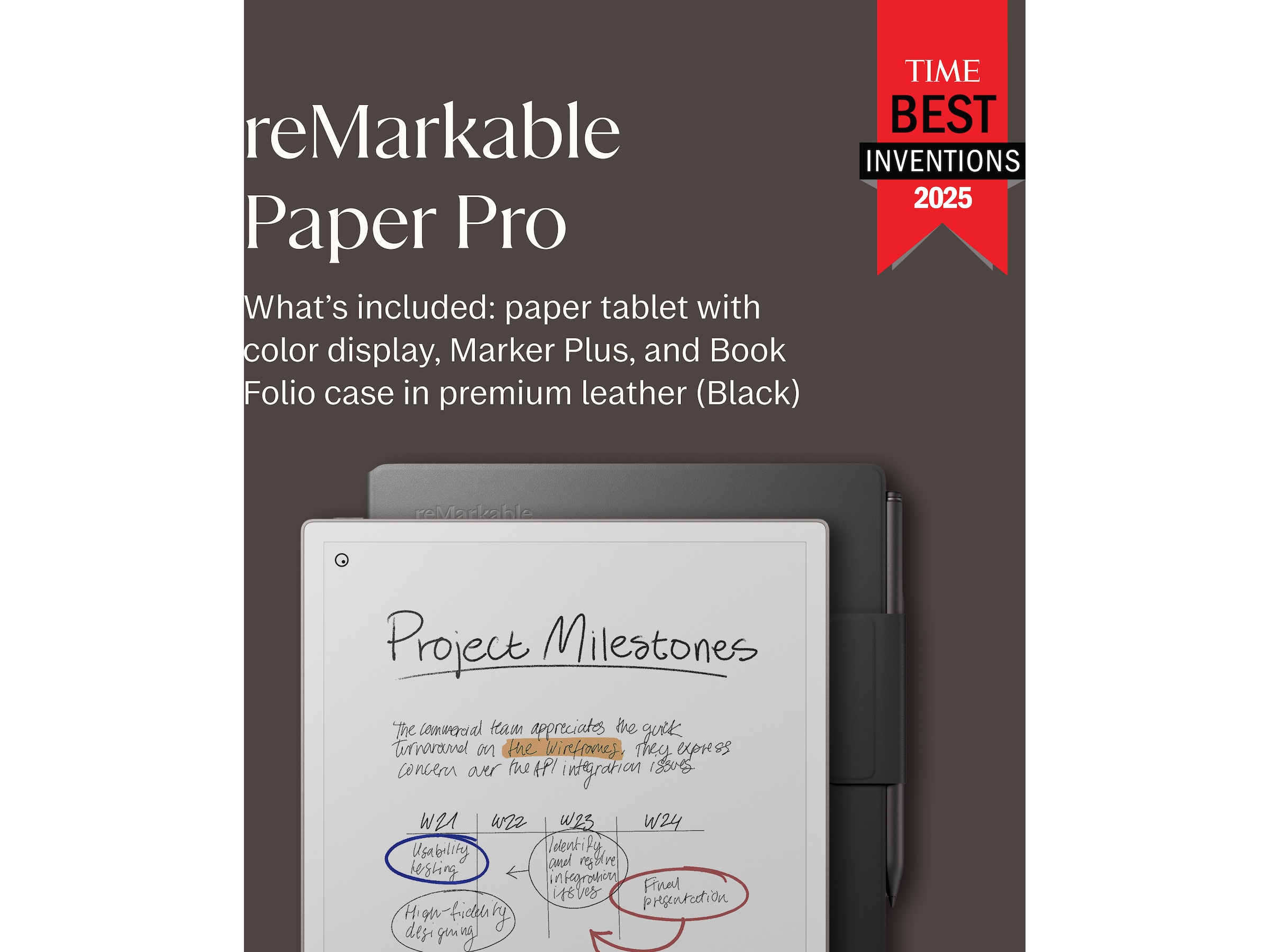 reMarkable Paper Pro 11,8" 64GB inkl. Marker Plus og Book Folio (sort skind) Digitale paper