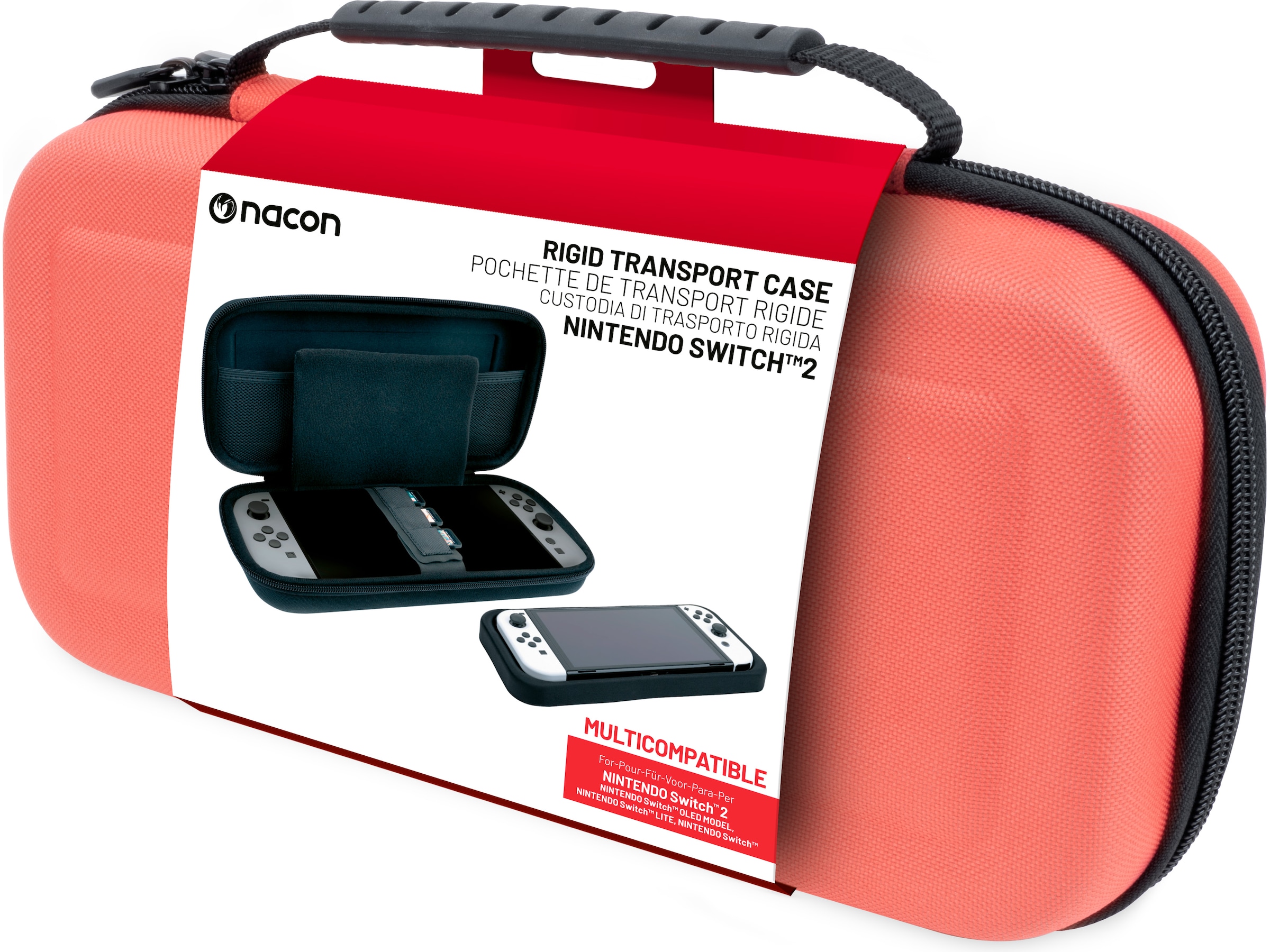 Nacon Transport Case for Nintendo Switch 2 (lys rød) Tilbehør til spilkonsoller