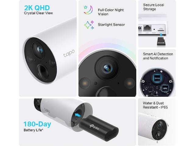 TP-Link Tapo C420S2 2K Wire-free camera 2-pack Overvågningskameraer