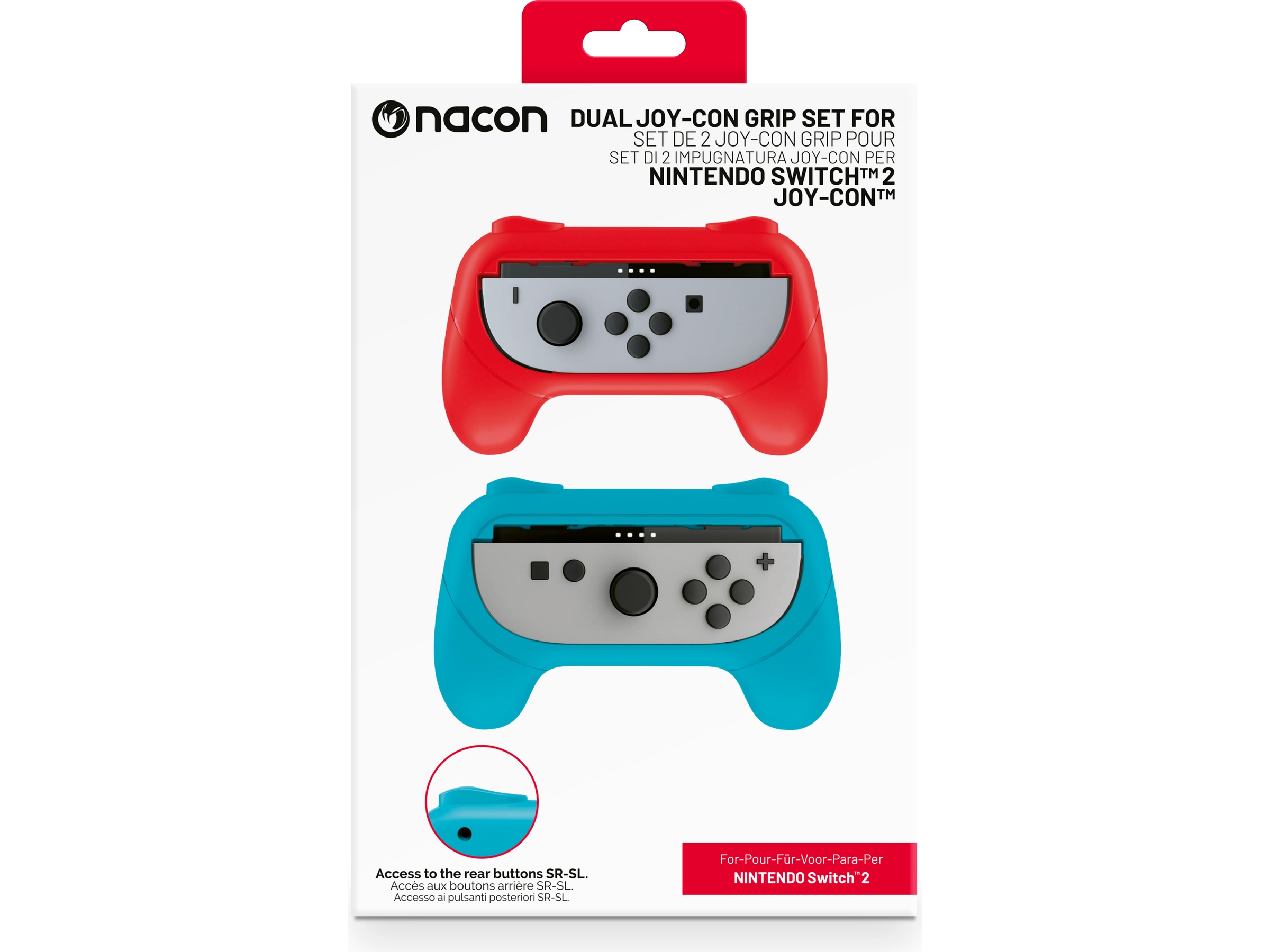 Nacon Joy-Con Grip til Nintendo Switch 2 (blå/rød) Tilbehør til spilkonsoller