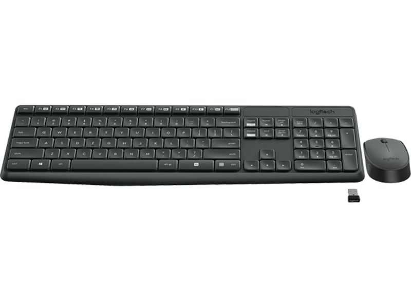 Logitech MK235 Wireless Keyboard and Mouse grå Mus & keyboards -kombinasjonspakker