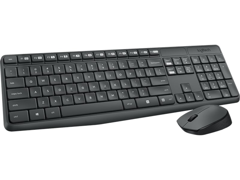 Logitech MK235 Wireless Keyboard and Mouse grå Mus & keyboards -kombinasjonspakker