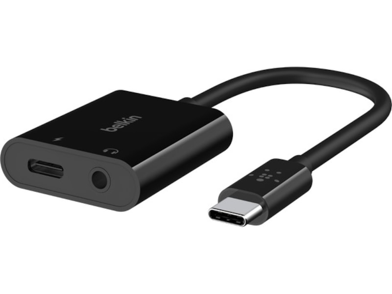 Belkin Rockstar Audio+Charge USB-C Adapter (sort) Mobilopladere