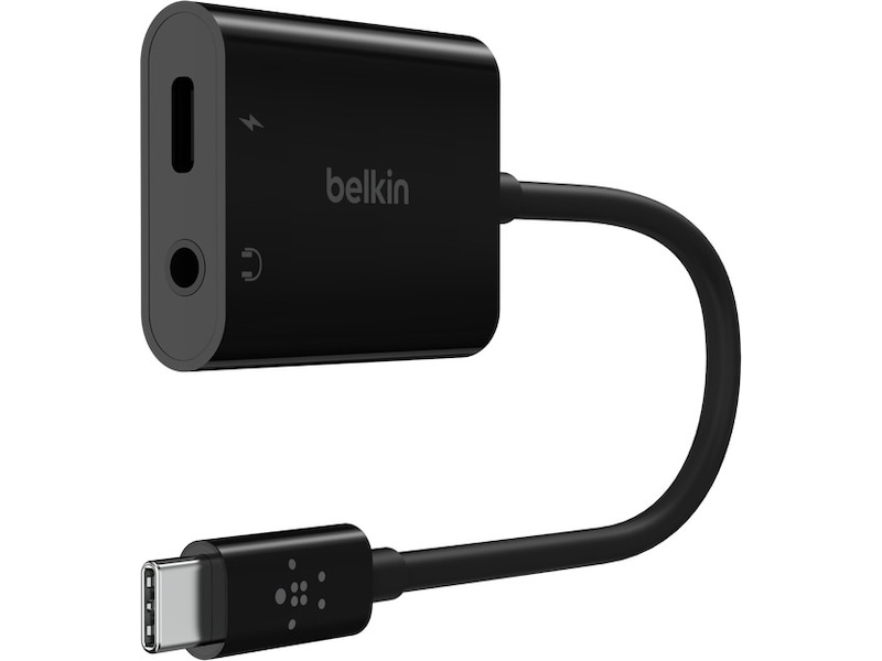 Belkin Rockstar Audio+Charge USB-C Adapter (sort) Mobilopladere