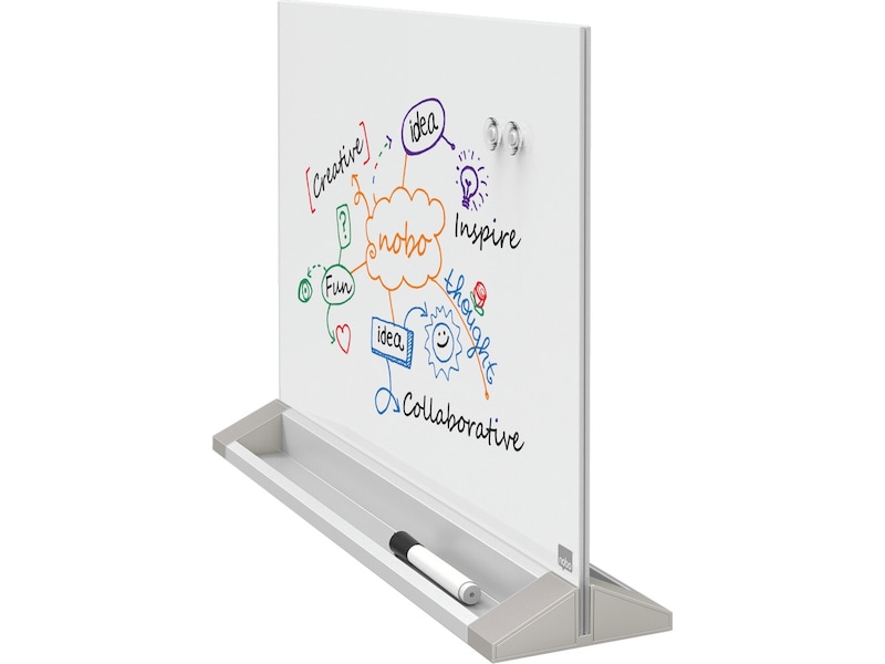 Nobo dobbeltsidet skrivebordtavle i glas - 60x45 cm Arbejdssted – tilbehør