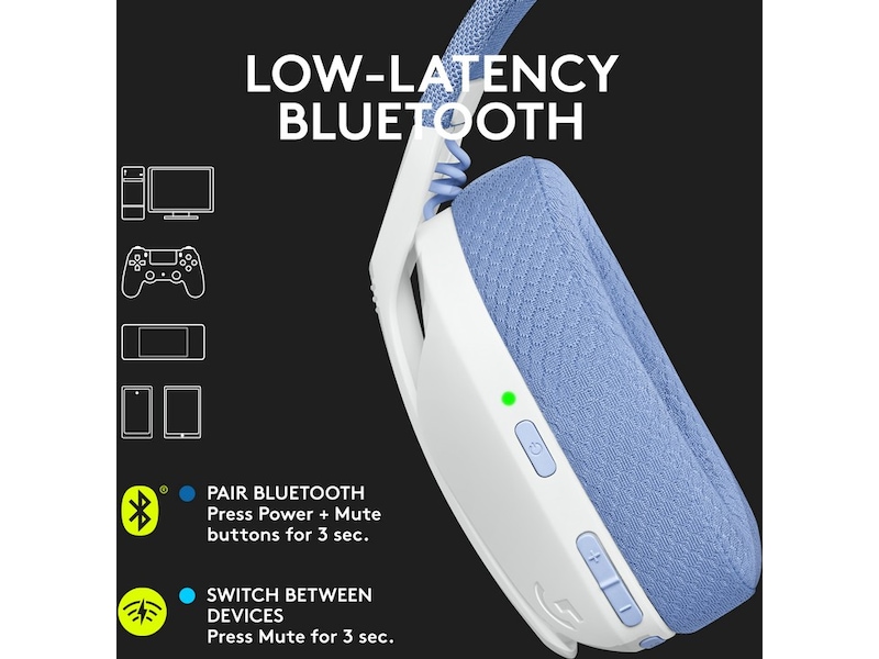 Logitech G435 LIGHTSPEED Trådløst Gaming Headset (hvid/blå) Gamingheadset