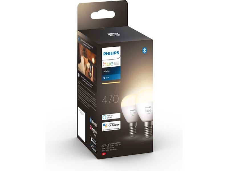 Philips Hue White Krone E14 2-pak, P45 LED-pærer & elpærer