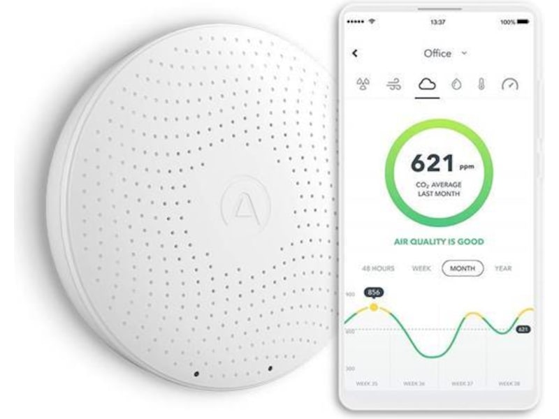 Airthings Wave Plus luftkvalitetsmåler (hvid) Luftkvalitetsmålere