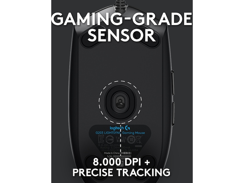 Logitech G203 Lightsync Gamingmus (sort) Gamingmus