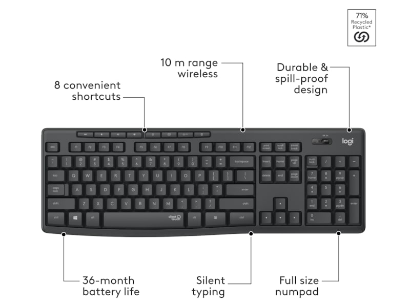 Logitech MK295 Silent Wireless Combo - GRAPHITE Mus & keyboards -kombinasjonspakker