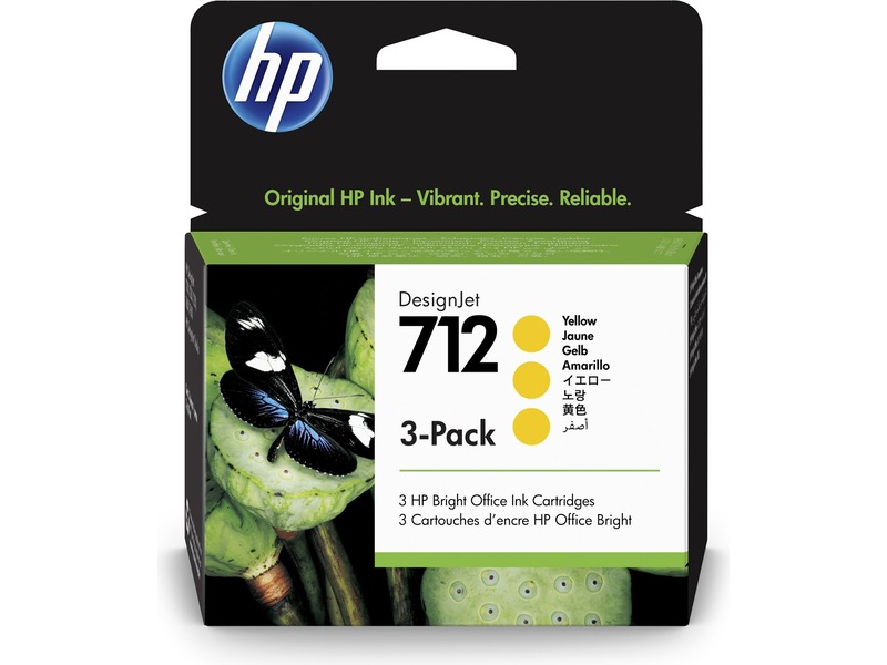 HP blæk 712 3-pack Gul Blækpatroner