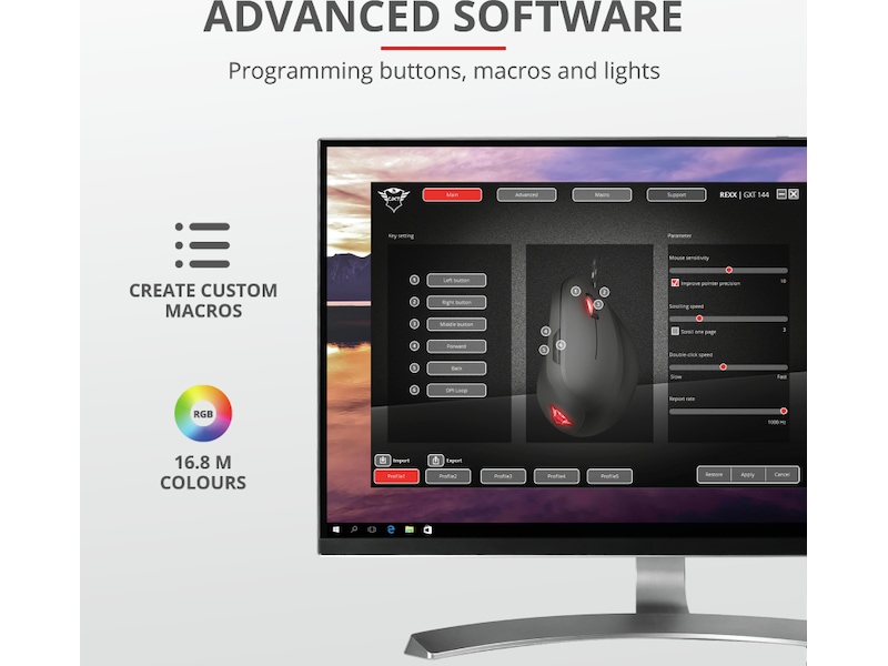 Trust GXT 144 Rexx Ergonomisk Gamingmus (sort) Gamingmus