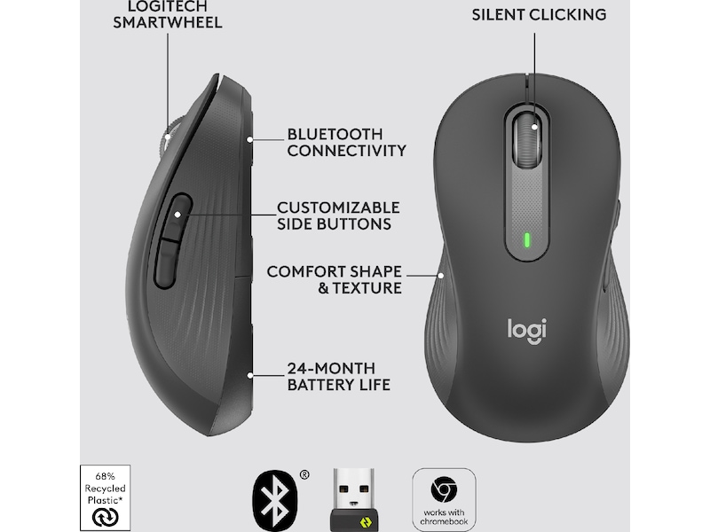 Logitech Signature M650 Large trådløs mus (grafitgrå) Mus