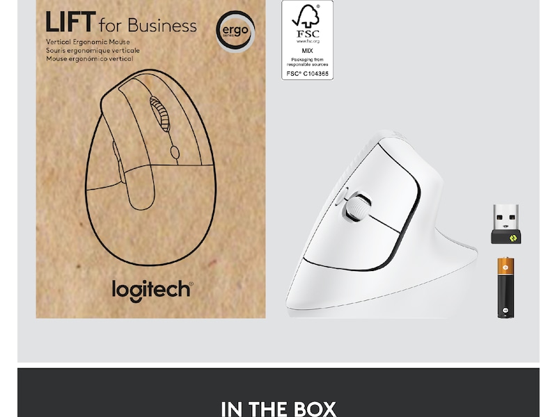 Logitech Lift Vertikal Business mus (off-white) Mus