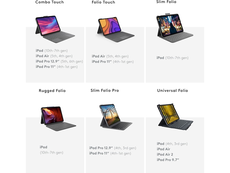 Logitech iPad 10,9" / 11" Combo Touch Tastaturcover (oxford grey) Cover til tablet