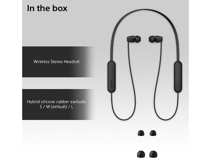 Sony WI-C100 Trådløse Høretelefoner, Earbuds (sort) In-ear høretelefoner