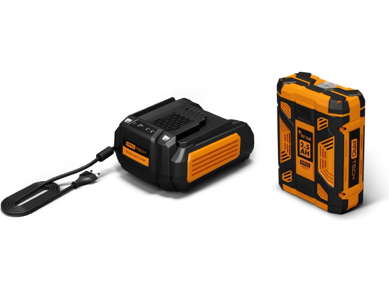 Protech +62 Volt 2.5 Ah batteri + hurtigoplader Batterier til elektriske haveredskaber