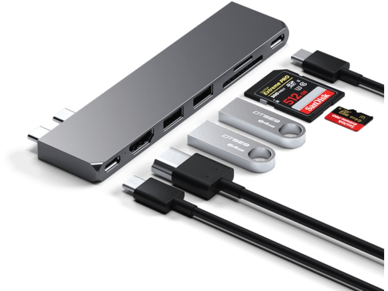 Satechi MacBook Air M2 Slim Pro Docking (space gray) Dockingstation og USB-hub