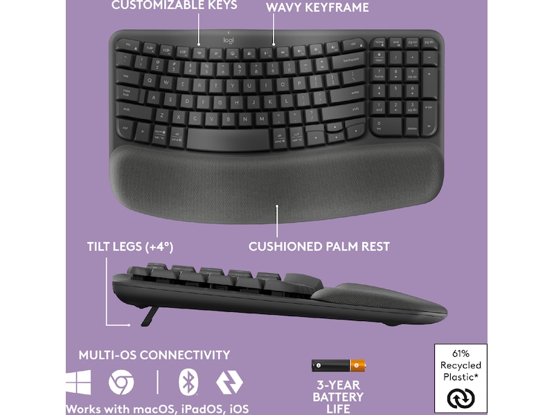 Logitech Wave Keys trådløst tastatur (grafit) Keyboards