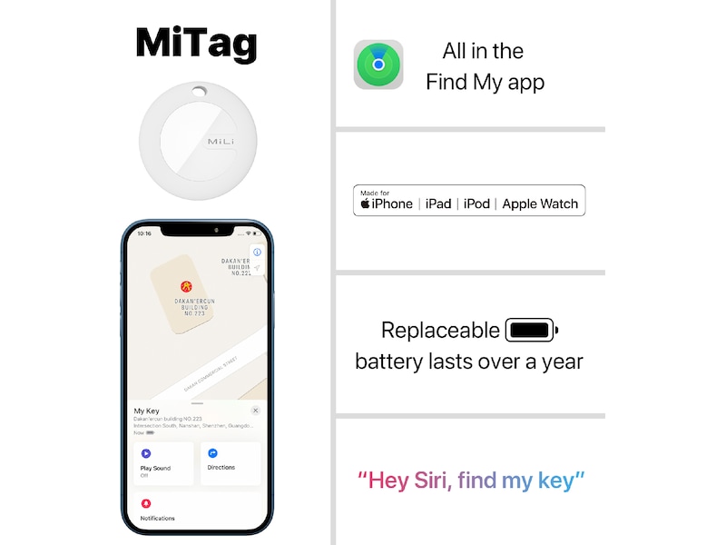 MiLi MiCollar Halsbånd til hunde, med sporingschip (sort) Bluetooth tracker & GPS