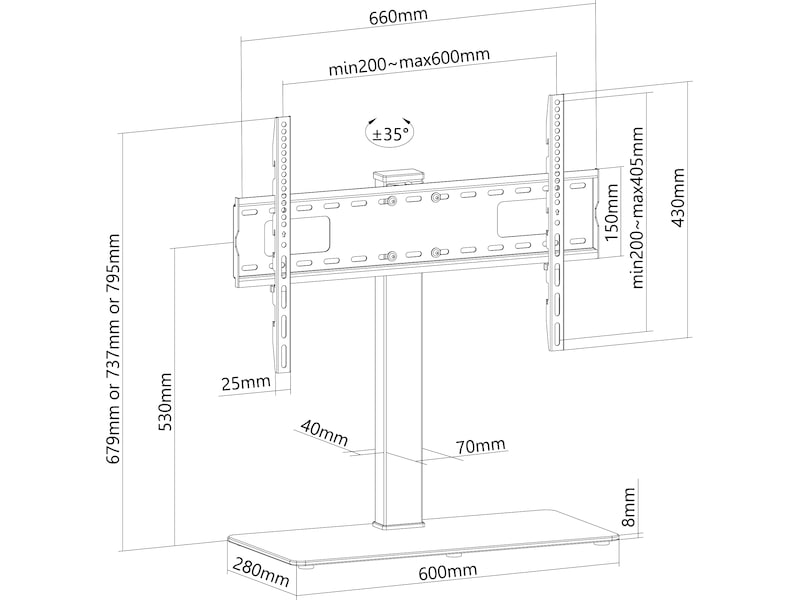 Andersson BHM 2.4 bordstativ TV med glasplade TV-ophæng & stativ