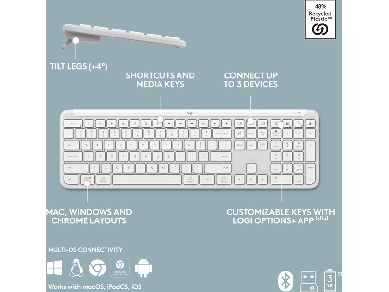 Logitech Signature Slim Combo MK950 (off-white) Mus & keyboards -kombinasjonspakker