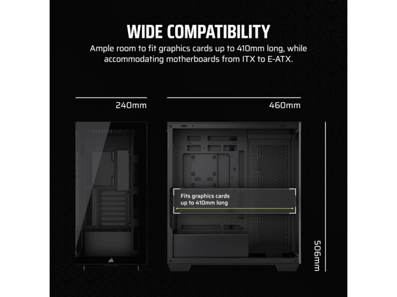 Corsair 3500X Tempered Glass Mid-Tower (sort) Midi Tower