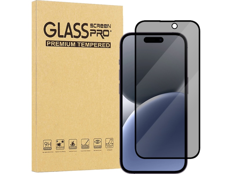 iiglo iPhone 16 Plus / 15 Plus 3D Privacy Glass skærmbeskytter Skærmbeskyttelse mobiltelefon
