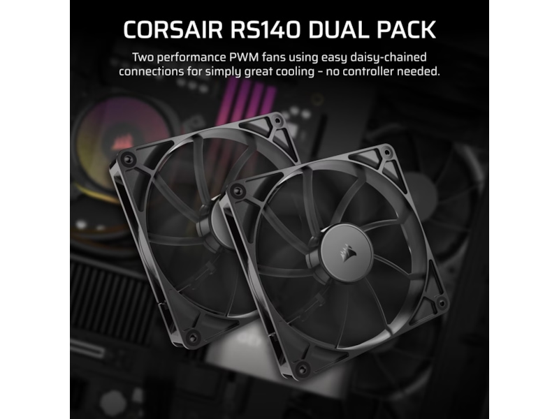 Corsair RS140 Ventilator 2pk (sort) Blæsere