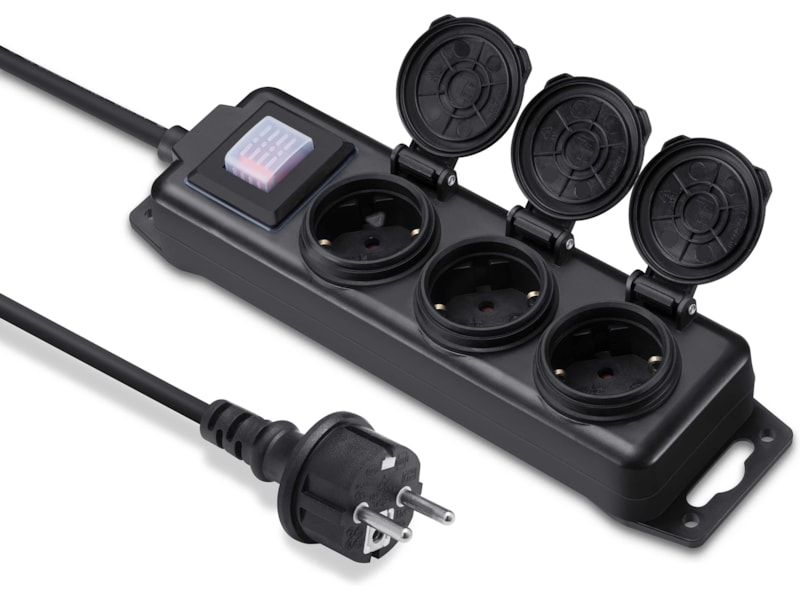 Andersson udendørs strømforgrener 3x stik 3m (sort) Forlængerkabel & strømskinne