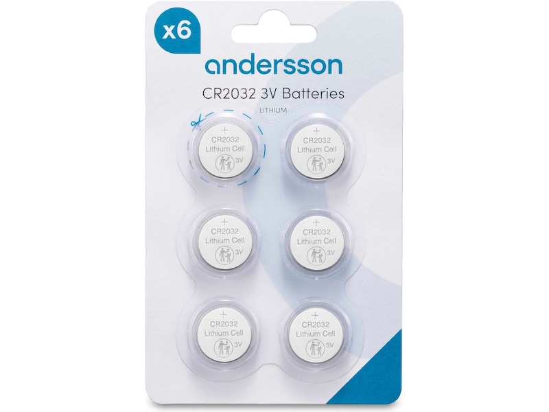 Andersson CR2032 Lithium batteri, 6-pk Generelle batterier