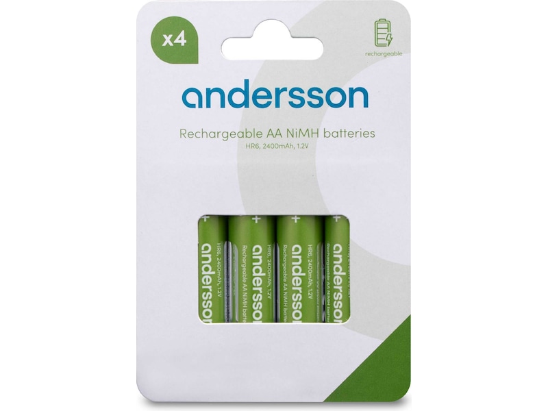 Andersson genopladeligt AA batteri, 4-pk Generelle batterier