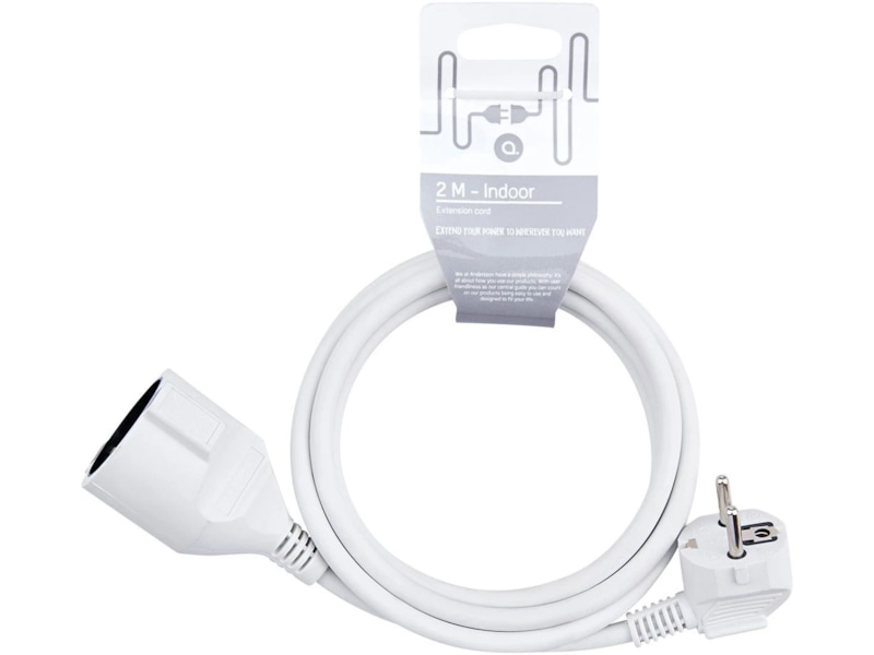 Andersson Forlængerledning 2m (hvid) Forlængerkabel & strømskinne