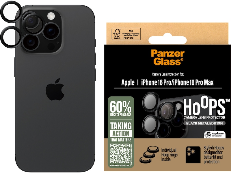 PanzerGlass iPhone 16 Pro / Pro Max Hoops Linsebeskytter Skærmbeskyttelse mobiltelefon