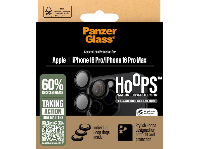 PanzerGlass iPhone 16 Pro / Pro Max Hoops Linsebeskytter Skærmbeskyttelse mobiltelefon