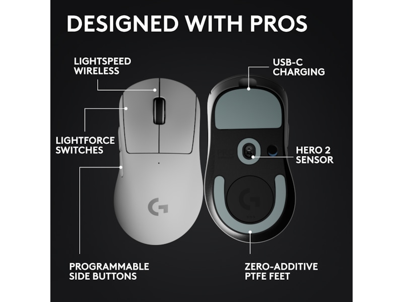 Logitech G Pro X Superlight 2 DEX trådløs gamingmus (hvid) Gamingmus
