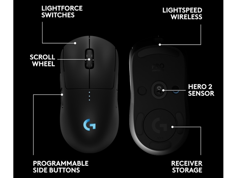 Logitech PRO 2 Lightspeed Trådløs Gamingmus (sort) Gamingmus