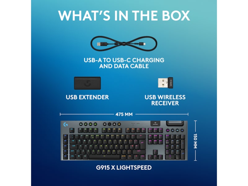 Logitech G915 X Lightspeed TKL Trådløst Gamingtastatur (sort) Gamingkeyboard