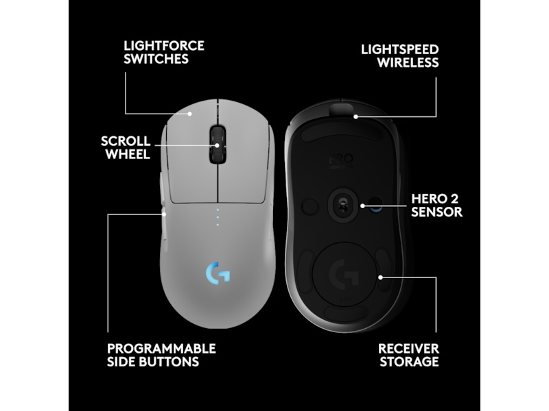 Logitech PRO 2 Lightspeed Trådløs Gamingmus (hvidt) Gamingmus