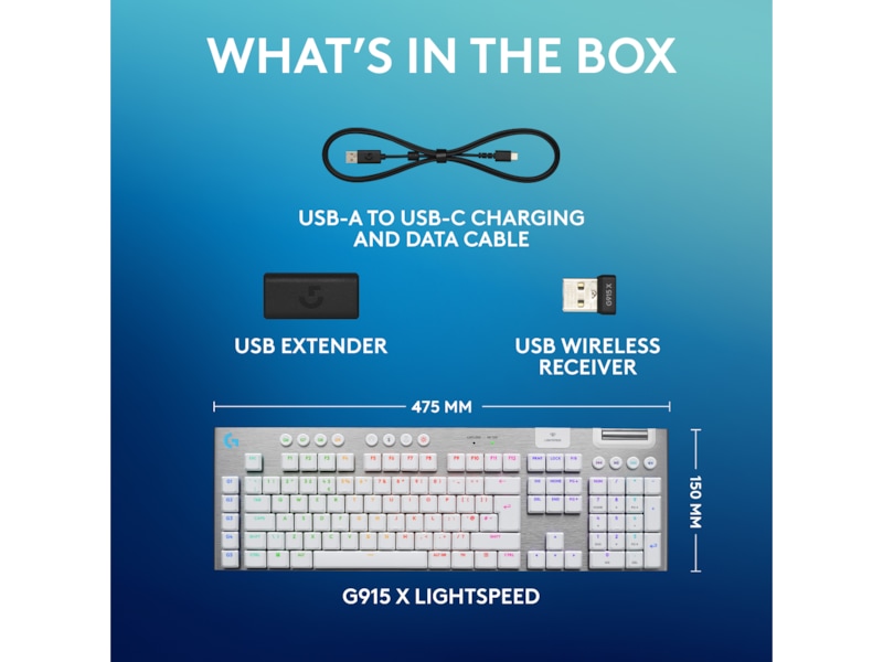 Logitech G915 X Lightspeed Trådløst Gamingtastatur (hvidt) Gamingkeyboard