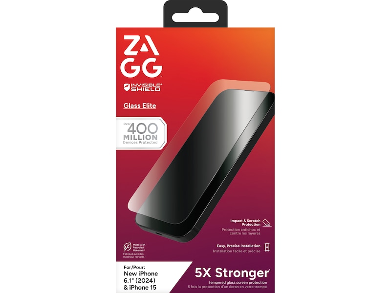 InvisibleShield Glass Elite iPhone 16/15 Skærmbeskytter Skærmbeskyttelse mobiltelefon