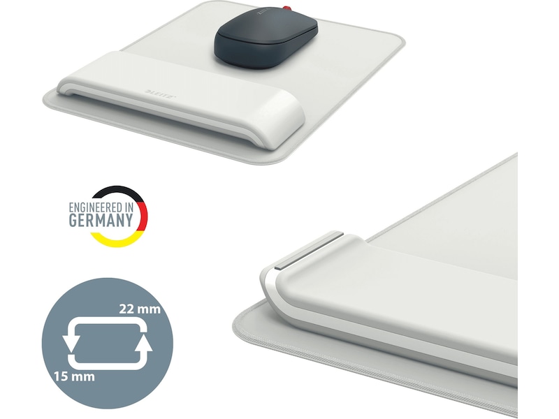 Leitz Ergo musemåtte med håndledsstøtte (lysegrå) Håndleddstøtte