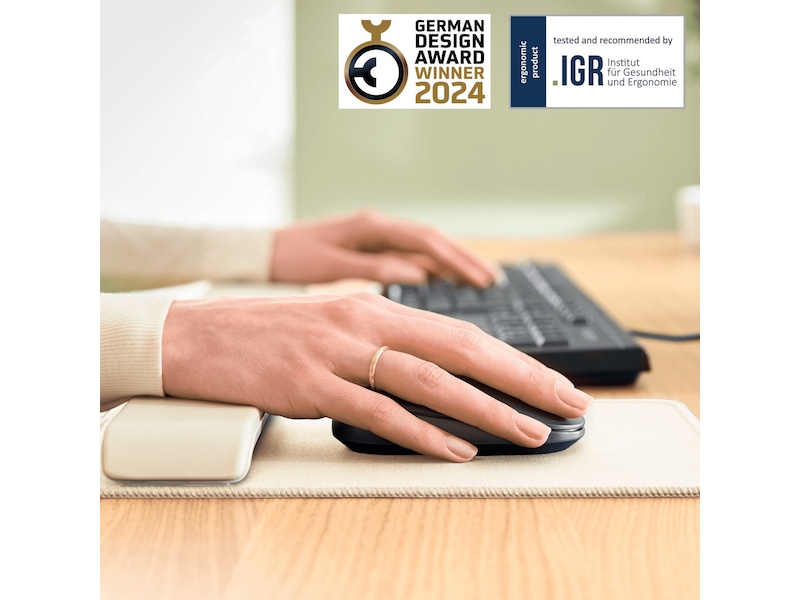 Leitz Ergo musemåtte med håndledsstøtte (lysegrå) Håndleddstøtte