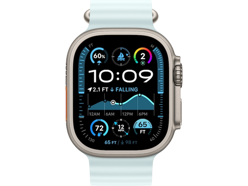 Apple Watch 49mm Natural Titanium Ocean Band Extension (ice blue) Rem