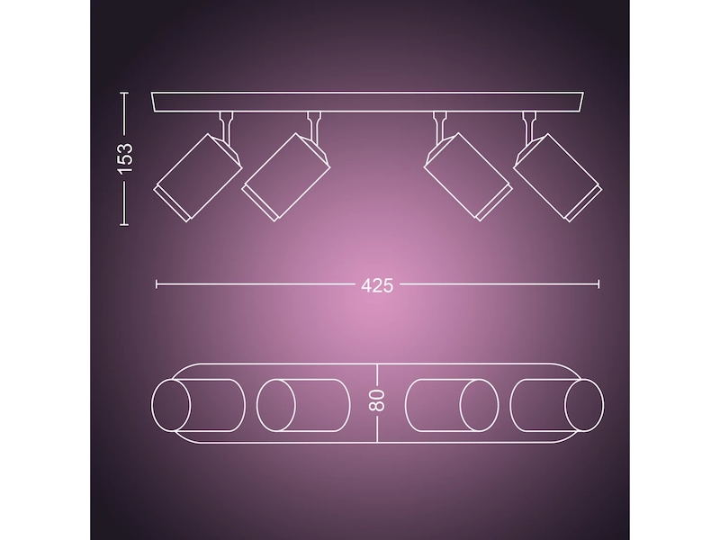 Philips Hue Fugato med fire spots (sort) Loftlampe