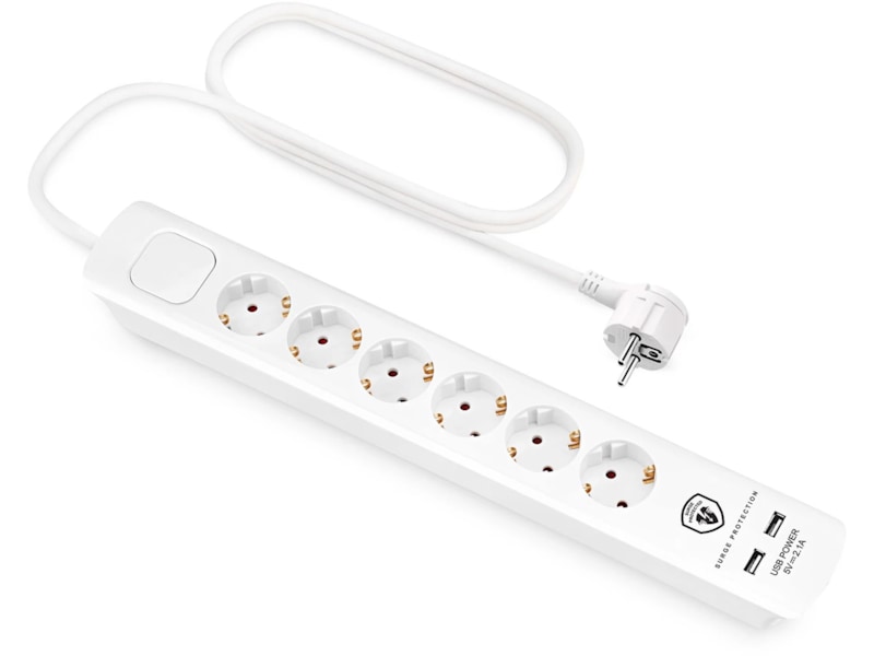 Andersson 6-vejs strømfordeler 1.5m (hvid) Forlængerkabel & strømskinne