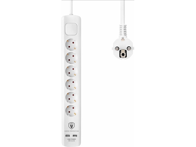 Andersson 6-vejs strømfordeler 1.5m (hvid) Forlængerkabel & strømskinne