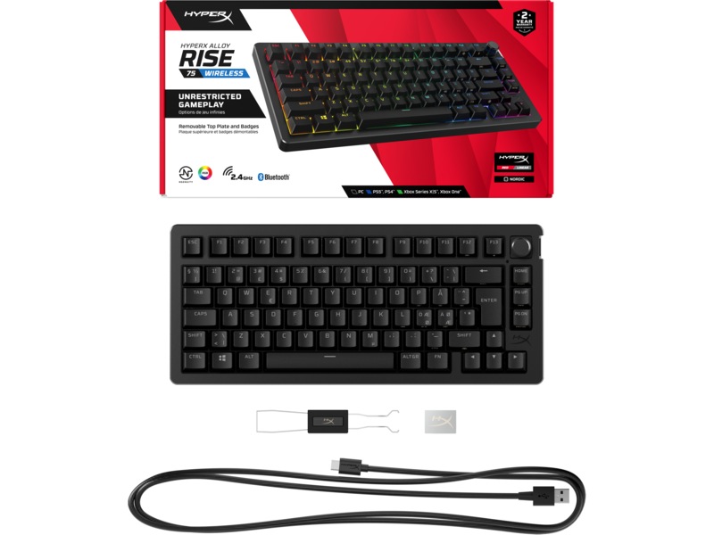 HyperX Alloy Rise 75 trådløst gamingtastatur (sort) Gamingkeyboard