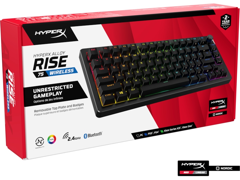 HyperX Alloy Rise 75 trådløst gamingtastatur (sort) Gamingkeyboard