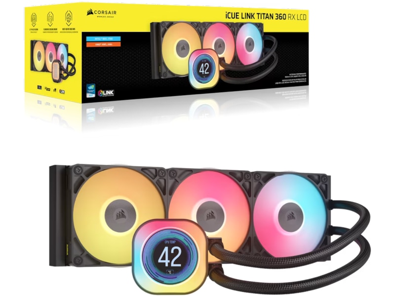 Corsair iCUE LINK TITAN 360 RX LCD AIO Køler (sort) CPU - Vandkøling